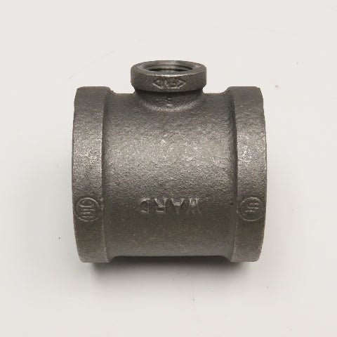 Ward 2" x 1/2" x 2" Black Malleable Iron Pipe Fitting Reducer TEE