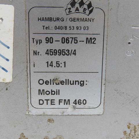 ZAE 90-0675-M2 14.5:1 Right Angle 7/8" Thru Shaft Gear Reducer
