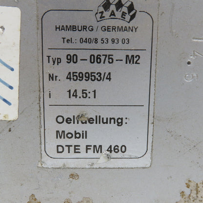 ZAE 90-0675-M2 14.5:1 Right Angle 7/8" Thru Shaft Gear Reducer