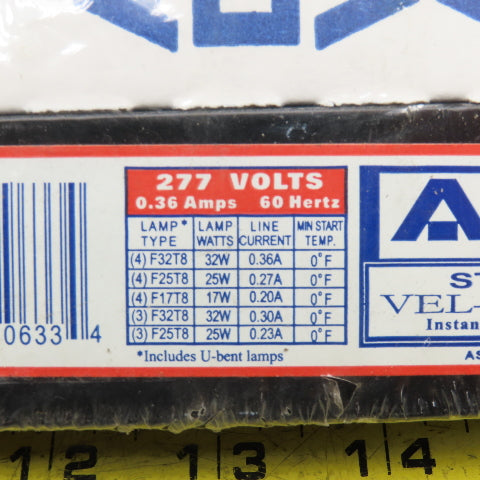 Advance VEL-4P32-LW-SC Instant Start Electronic Ballast 277V NIB