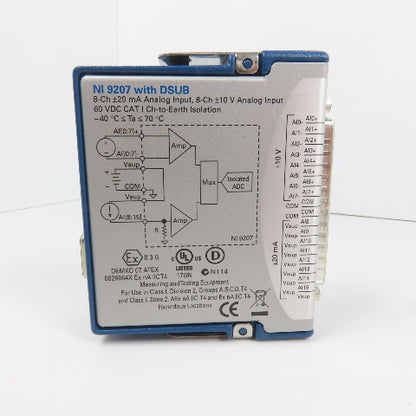National Instruments 199272A-01L NI 9207 W/ DSUB 8-Channel Analog Input (Clean)
