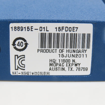 National Instruments NI 9421 W/ DSUB 188915E-01L 8-Ch 24V Sinking Digital Input