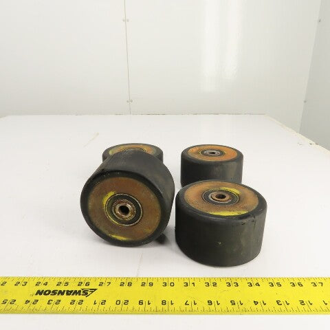 Yale Type E 162G 5" OD Hard Rubber Caster Wheel For Stand On Forklift Lot Of 4