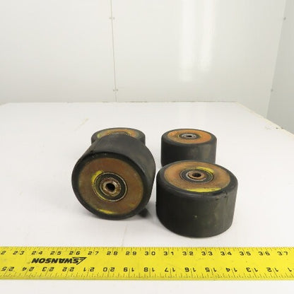 Yale Type E 162G 5" OD Hard Rubber Caster Wheel For Stand On Forklift Lot Of 4