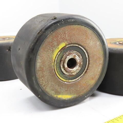 Yale Type E 162G 5" OD Hard Rubber Caster Wheel For Stand On Forklift Lot Of 4