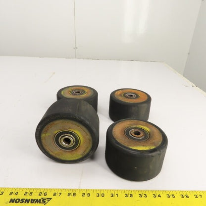 Yale Type E 162G 5" OD Hard Rubber Caster Wheel For Stand On Forklift Lot Of 4