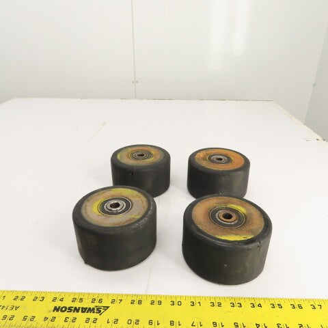 Yale Type E 162G 5" OD Hard Rubber Caster Wheel For Stand On Forklift Lot Of 4