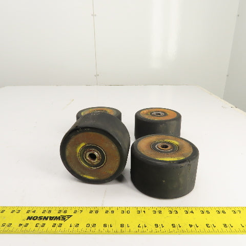 Yale Type E 162G 5" OD Hard Rubber Caster Wheel For Stand On Forklift Lot Of 4