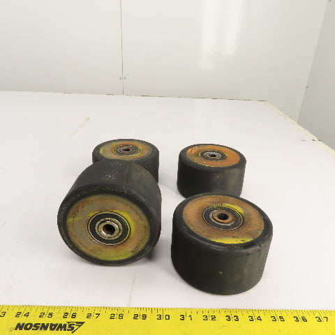 Yale Type E 162G 5" OD Hard Rubber Caster Wheel For Stand On Forklift Lot Of 4