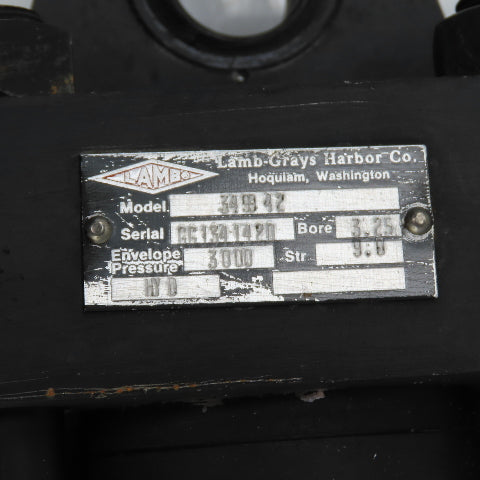 Lamb-Grays 349942 Double Acting Hydraulic Cylinder 3.25" Bore 9" Stroke 3k PSI