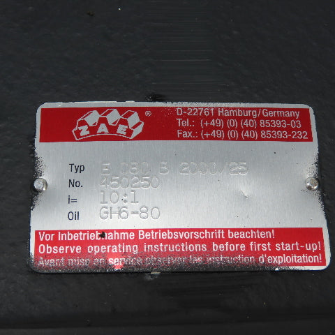 ZAE E 080 B 2000/25 10:1 Gearbox 24mm Shaft From Torweege Tenoner
