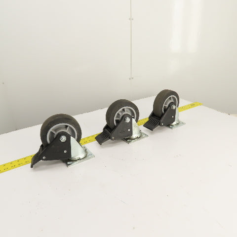Colson Hi-Tech Performa 6" X 2" Hard Rubber Swivel Locking Caster Lot Of 3