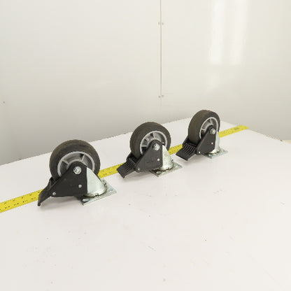 Colson Hi-Tech Performa 6" X 2" Hard Rubber Swivel Locking Caster Lot Of 3