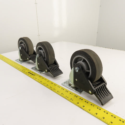 Colson Hi-Tech Performa 6" X 2" Hard Rubber Swivel Locking Caster Lot Of 3