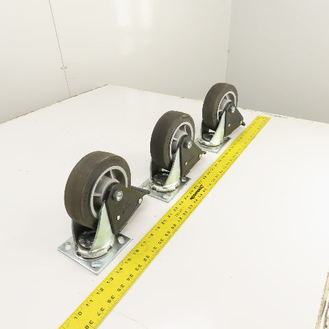Colson Hi-Tech Performa 6" X 2" Hard Rubber Swivel Locking Caster Lot Of 3