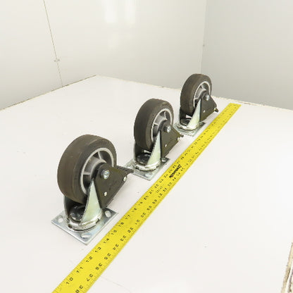 Colson Hi-Tech Performa 6" X 2" Hard Rubber Swivel Locking Caster Lot Of 3