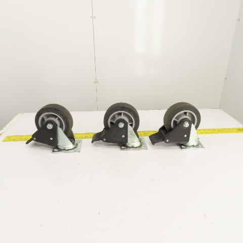 Colson Hi-Tech Performa 6" X 2" Hard Rubber Swivel Locking Caster Lot Of 3