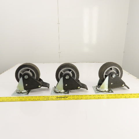 Colson Hi-Tech Performa 6" X 2" Hard Rubber Swivel Locking Caster Lot Of 3