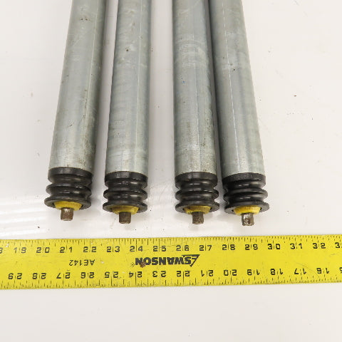 Interroll 1700 1.9" OD Galvanized Conveyor Roller 2-Groove 30" BF 28" Face Lot/4