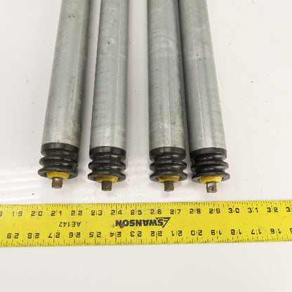 Interroll 1700 1.9" OD Galvanized Conveyor Roller 2-Groove 30" BF 28" Face Lot/4