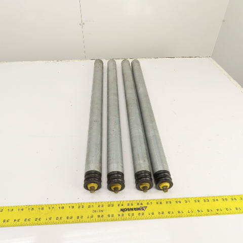 Interroll 1700 1.9" OD Galvanized Conveyor Roller 2-Groove 30" BF 28" Face Lot/4