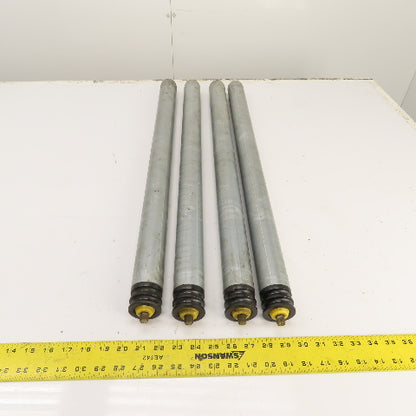 Interroll 1700 1.9" OD Galvanized Conveyor Roller 2-Groove 30" BF 28" Face Lot/4