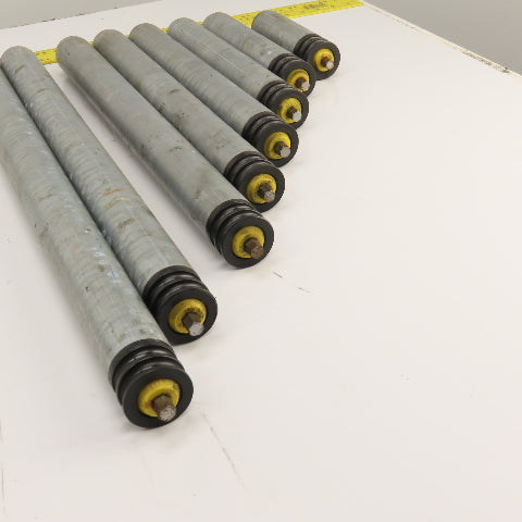 Interroll 1700 1.9" OD Galvanized Conveyor Roller 2-Groove 30" BF To 6.5" Lot/8