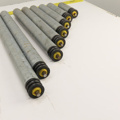 Interroll 1700 1.9" OD Galvanized Conveyor Roller 2-Groove 30" BF To 6.5" Lot/8