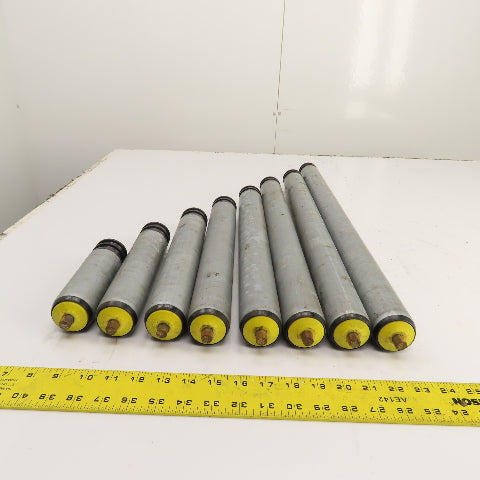 Interroll 1700 1.9" OD Galvanized Conveyor Roller 2-Groove 30" BF To 6.5" Lot/8