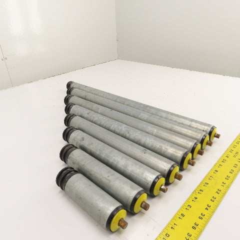 Interroll 1700 1.9" OD Galvanized Conveyor Roller 2-Groove 30" BF To 6.5" Lot/8