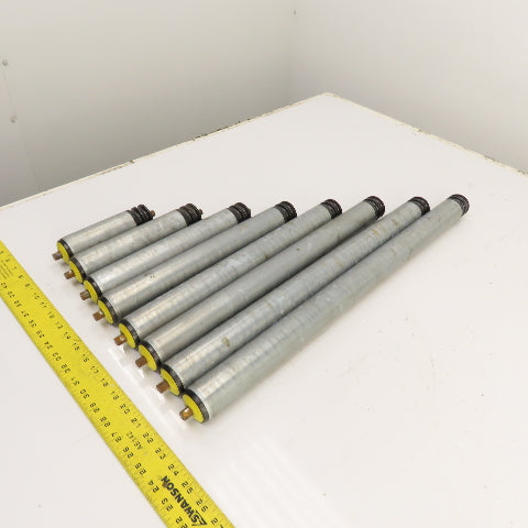 Interroll 1700 1.9" OD Galvanized Conveyor Roller 2-Groove 30" BF To 6.5" Lot/8