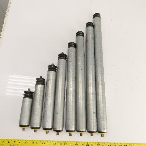 Interroll 1700 1.9" OD Galvanized Conveyor Roller 2-Groove 30" BF To 6.5" Lot/8