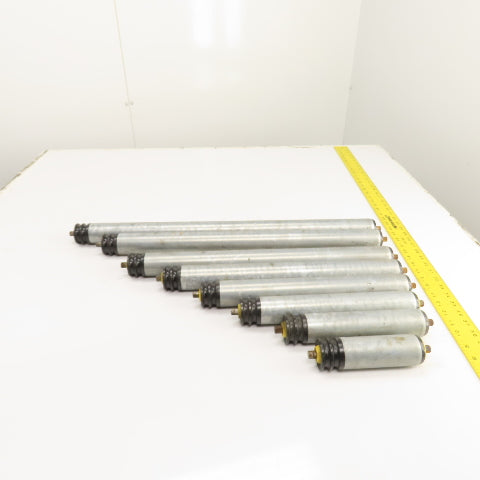 Interroll 1700 1.9" OD Galvanized Conveyor Roller 2-Groove 30" BF To 6.5" Lot/8