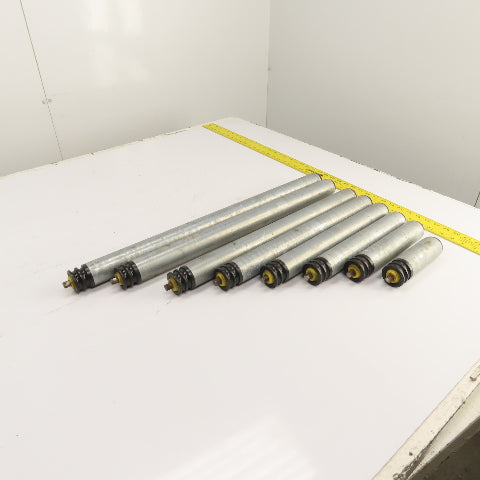 Interroll 1700 1.9" OD Galvanized Conveyor Roller 2-Groove 30" BF To 6.5" Lot/8