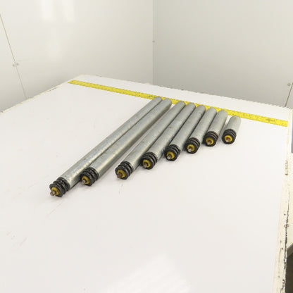 Interroll 1700 1.9" OD Galvanized Conveyor Roller 2-Groove 30" BF To 6.5" Lot/8