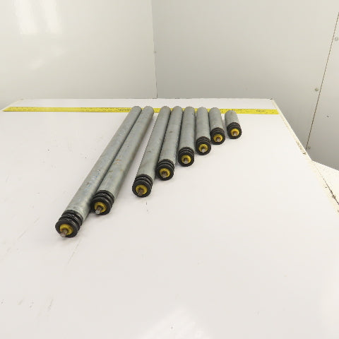 Interroll 1700 1.9" OD Galvanized Conveyor Roller 2-Groove 30" BF To 6.5" Lot/8
