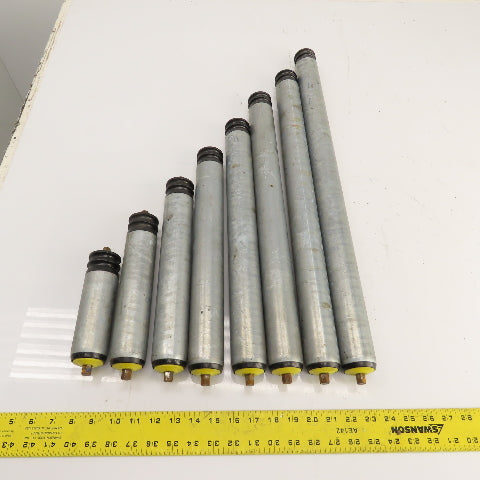Interroll 1700 1.9" OD Galvanized Conveyor Roller 2-Groove 30" BF To 6.5" Lot/8