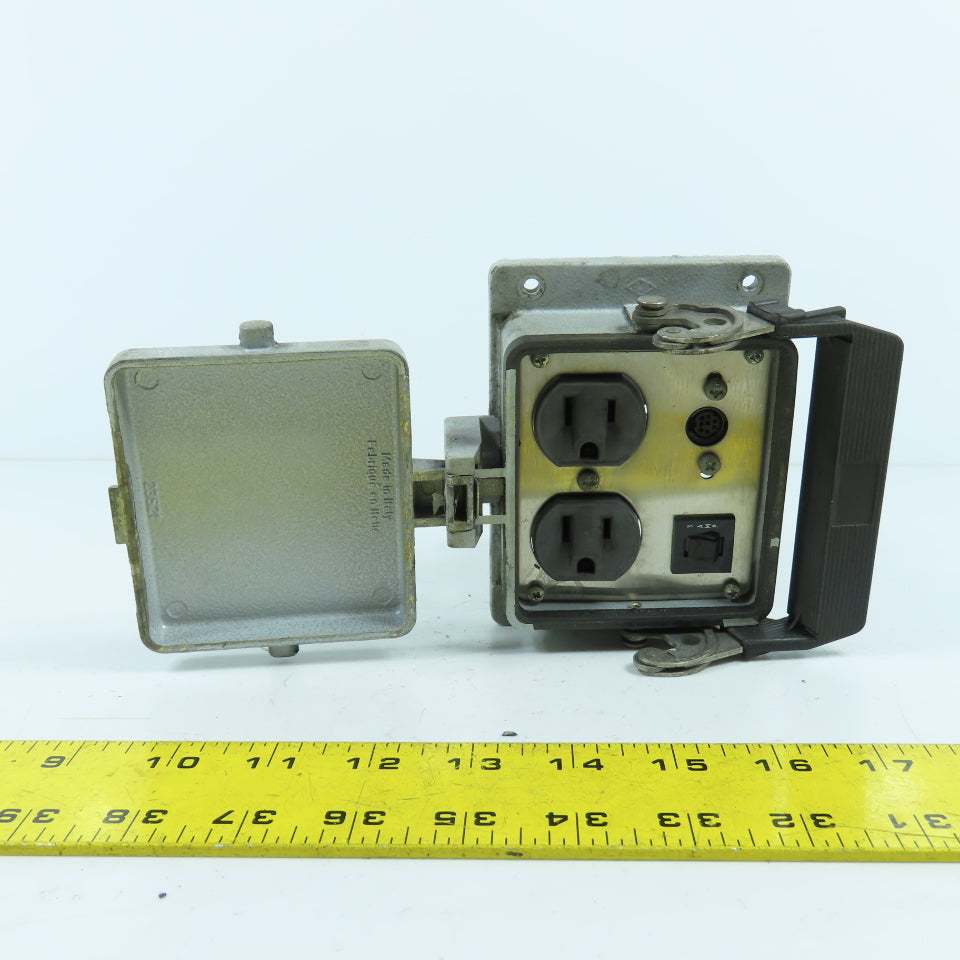 Mencom Panel Interface Connector Dual 115V Outlets Nema 4