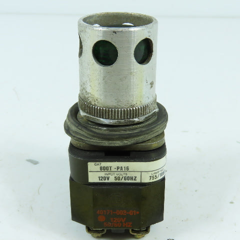 Allen Bradley 800T-PA16 Green Illuminated Momentary Contact Push Button 120V