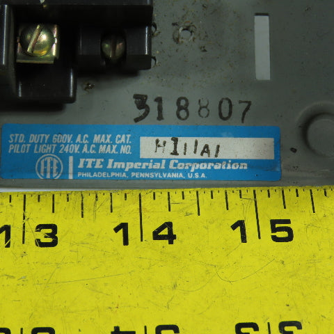 ITE H1 Non-Reversing Start Only Push Control Station Switch 600VAC