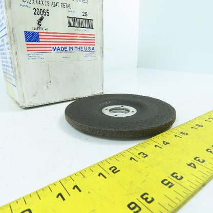 United Abrasives 20065 A24T Type 27 Grinding Wheels 4-1/2 x 1/4 x 7/8 Lot/25