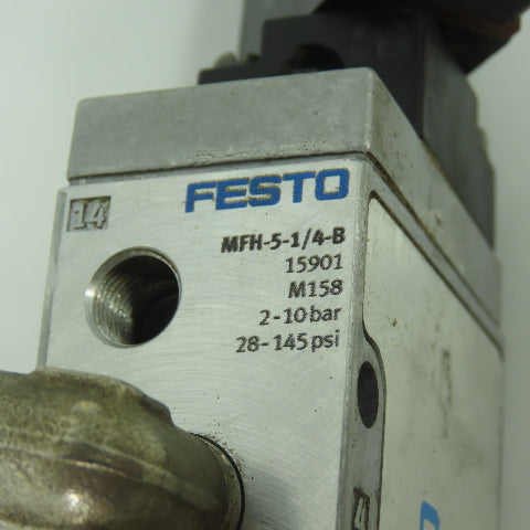 Festo MFH-5-1/4-B Pneumatic Solenoid Valve 2-10Bar 28-145PSI 24VDC Coil