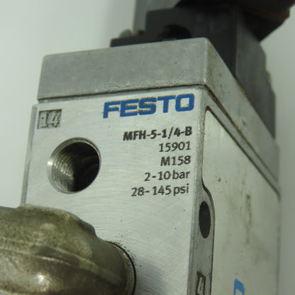 Festo MFH-5-1/4-B Pneumatic Solenoid Valve 2-10Bar 28-145PSI 24VDC Coil