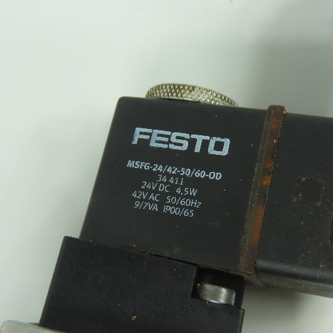 Festo MFH-5-1/4-B Pneumatic Solenoid Valve 2-10Bar 28-145PSI 24VDC Coil