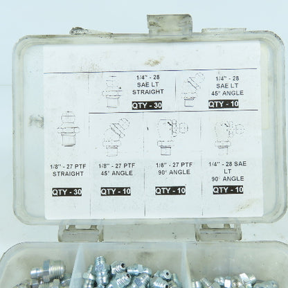 Westward 52PA06 Grease Fitting Kit 45°, 90° & Straight Lot Of 80