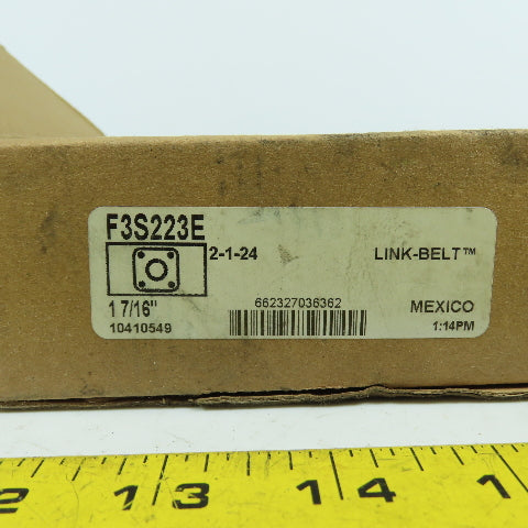 Rexnord F3S223E Link-Belt 4-Bolt Flange Mount Ball Bearing Unit 1-7/16" Bore