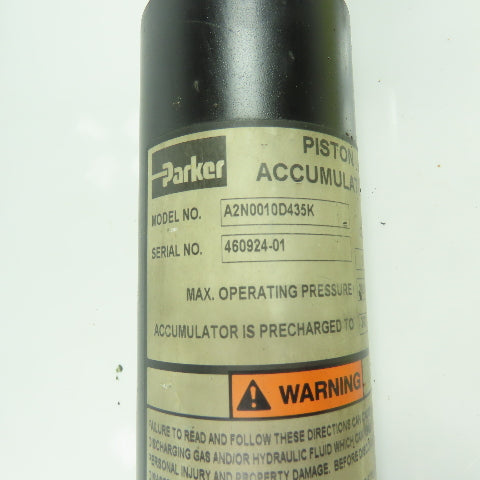 Parker A2N0010D435K 10CU IN Piston Accumulator 3000PSI Maxed Charged 300PSI