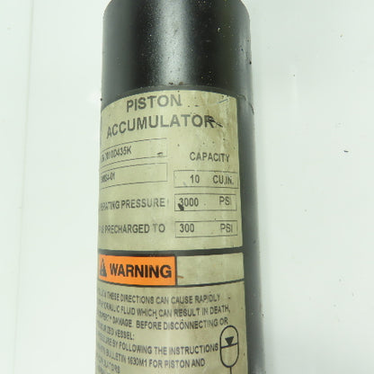 Parker A2N0010D435K 10CU IN Piston Accumulator 3000PSI Maxed Charged 300PSI