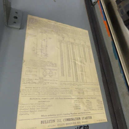 Allen Bradley 712-BAB24 Ser M Size 1 Combination Starter Disconnect 3Ph 10HP Max