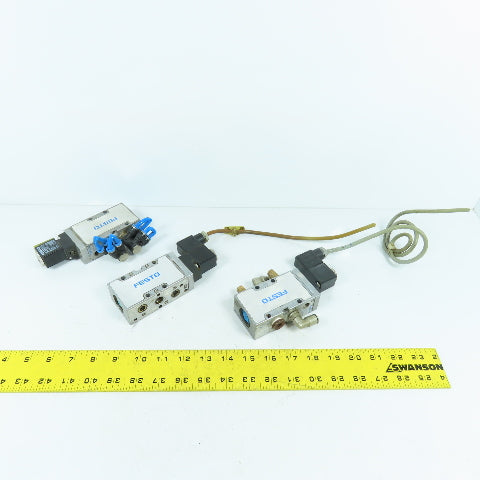 Festo MFH-5-1/4-B Pneumatic Solenoid Valve 2-10Bar 28-145PSI 24VDC Coil Lot Of 3